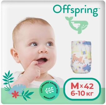 Подгузники Offspring M 6-10 кг Единороги (42 шт)