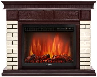 Портал Firelight Bricks 25 (камень бежевый/шпон темный дуб)