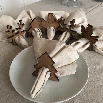 Сервировочная салфетка ОМурМебель с держателями Олень, елка, ангел (6шт, серый)