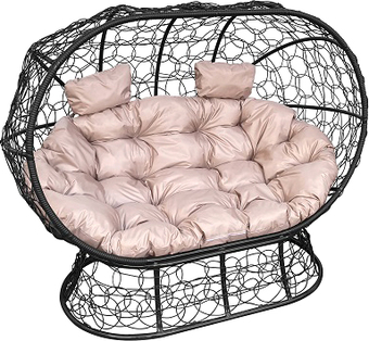 Садовый диван M-Group Лежебока 11190401 (на подставке с черным ротангом/бежевая подушка)
