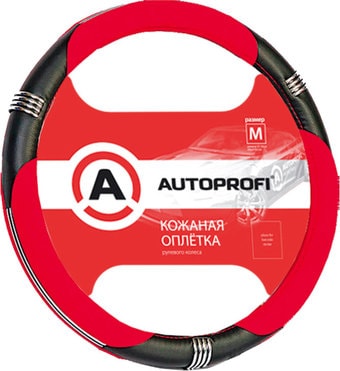 Оплетка на руль Autoprofi AP-150 BK/RD (M) (черный/красный)