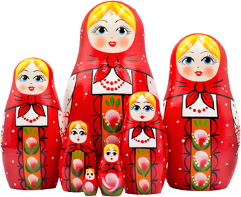 Развивающая игра Брестская Матрешка В красном платке и сарафане с орнаментом (набор 7 шт)