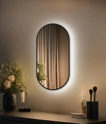 Зеркало с подсветкой eMZe 45x77 LED.UV.45.77.CHE (черный с УФ-окантовкой и подсветкой)