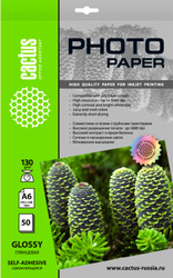 Самоклеящаяся бумага CACTUS Глянцевая A6 130 г/м2 50 листов CS-GSA613050