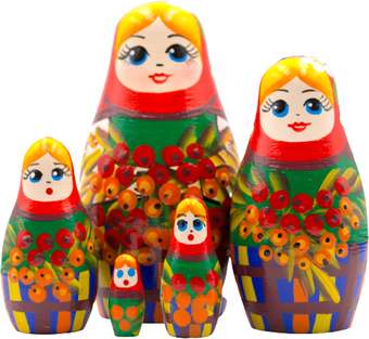 Развивающая игра Брестская Матрешка С русскими мотивами и ветвями рябины (набор 5 шт)
