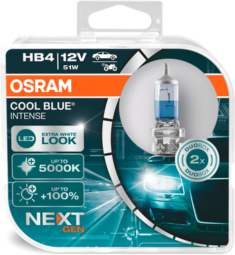 Галогенная лампа Osram Cool Blue Intense Next Gen HB4 9006CBN-HCB (пластиковый бокс, 2 шт)