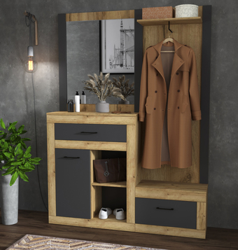 Стенка Интерлиния Loft LT-ШК2 (дуб золотой/антрацит)
