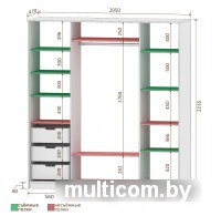 Шкаф-купе Кортекс-мебель Сенатор ШК12-45 Классика ДСП (береза/белый)