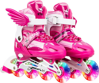 Роликовые коньки Ricos OG3873F с комплектом защиты (р. 32-37, розовый)