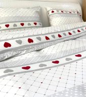 Swed House КПБ флан Евро (белый/серый/красный)