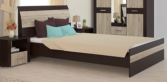 Кровать Интерлиния Коламбия 90x200 (дуб серый/дуб венге)