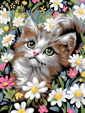 Три совы Котенок в цветах КК_53819