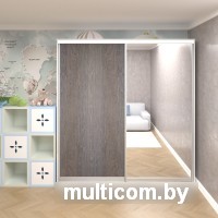 Шкаф-купе Кортекс-мебель Сенатор ШК12 Классика ДСП с зеркалом (белый/береза)