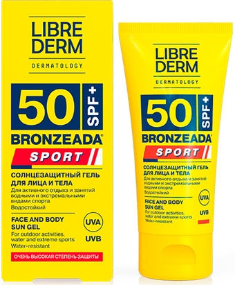 Гель солнцезащитный Librederm Bronzeada Sport Для лица и тела SPF50 (50 мл)