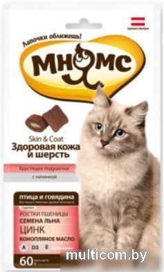 Лакомство для кошек Мнямс Здоровая кожа и шерсть. С птицей и говядиной 60 г
