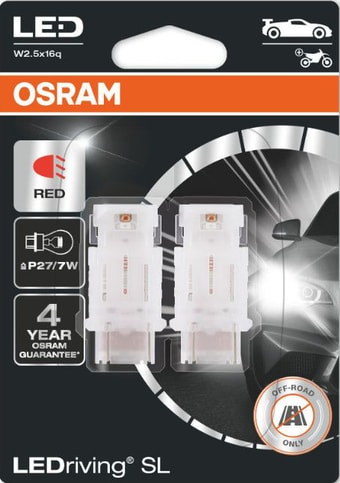 Светодиодная лампа Osram P27/7W LEDriving Red 2шт