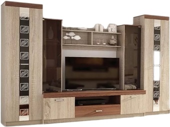 Стенка Астрид-Мебель Палермо-4 ЦРК.ПЛР.04 (анкор белый-венге)