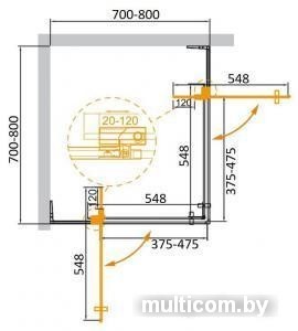 Душевой уголок Cezares SLIDER-A-2-70/80-BR-NERO