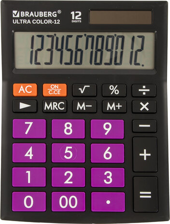 Бухгалтерский калькулятор BRAUBERG Ultra Color-12-BKPR 250501 (черный/фиолетовый)