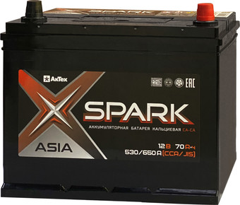 Автомобильный аккумулятор Spark Asia 530/650A EN/JIS R+ SPAA70-3-R (70 А·ч)