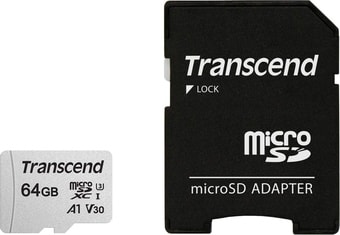 Карта памяти Transcend microSDXC 300S 64GB + адаптер