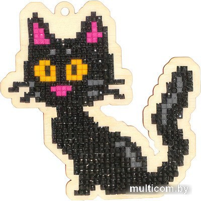 Алмазная мозаика Wizardi Черный кот WWP193