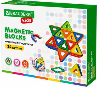 Конструктор BRAUBERG 663845 Kids Magnetic Big Blocks-34