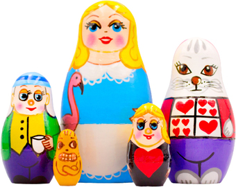 Развивающая игра Брестская Матрешка Алиса в стране чудес (набор 5 шт)