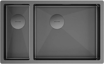 Кухонная мойка Paulmark Next 69/2S Uni PM226944-GMR (черный/вороненая сталь)