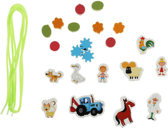 Шнуровка Буратино Синий трактор Шнуровка-бусы W026-STR