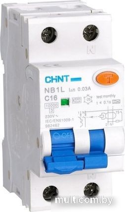 Дифференциальный автомат Chint NB1L 10kA 1P+N C25A 30mA AC х-ка C 2М 203109