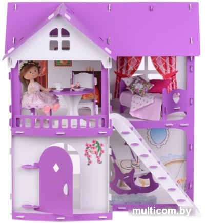 Кукольный домик Krasatoys Светлана с мебелью 000251 (белый/сиреневый)