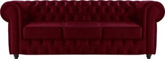 Диван Brioli Честерфилд трехместный (микровелюр, В48 вишневый)