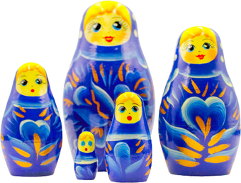 Развивающая игра Брестская Матрешка Синяя с цветами (набор 5 шт)