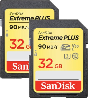 Карта памяти SanDisk Extreme Plus SDHC SDSDXWF-032G-GNCI2 2x32GB