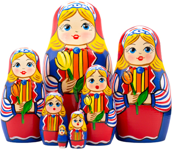 Развивающая игра Брестская Матрешка С тюльпанами в народном голландском костюме (набор 7 шт)