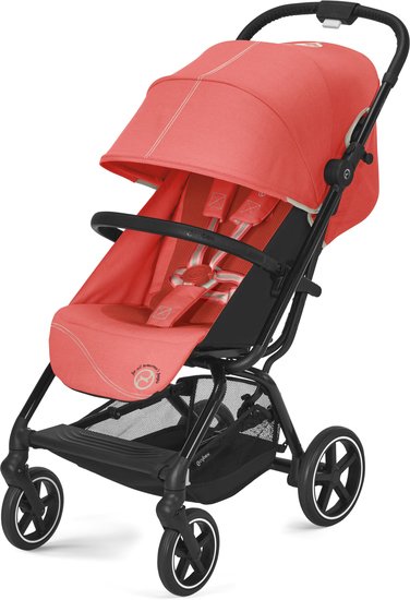 Коляска прогулочная «книга» Cybex Eezy S+ 2 с дождевиком и бампером (BLK hibiscus red)