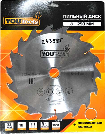 Пильный диск Yourtools Z18 250/32мм