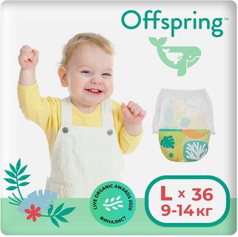 Трусики-подгузники Offspring L 9-14кг Лес (36 шт)
