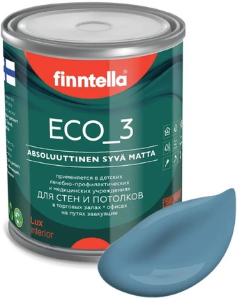 Краска Finntella Eco 3 Wash and Clean Terassininen F-08-1-1-LG206 0.9 л (синий)