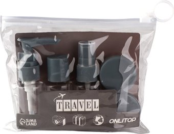 Набор флаконов для косметики Onlytop В чехле 7583957 (6шт, прозрачный/серый)