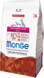 Корм для собак Monge Extra Small Adult Lamb, Rice e Potatoes 2.5 кг