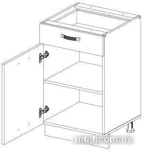 Шкаф напольный Anrex Alesia 1D1S/50-F1 (серый/дуб анкона)