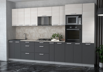 Готовая кухня Интерлиния Мила Лайт 3.6 ВТ (вудлайн кремовый/антрацит/малага)