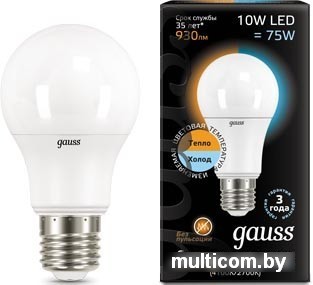 Светодиодная лампа Gauss E27 10 Вт 2700 K [102502110-T]