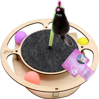 Игрушка для кошек Glory Life Круг с шариками, игрушкой на пружине и когтеточкой из ковра 147270