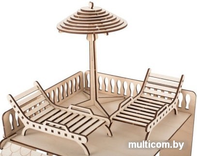 Кукольный домик ХэппиДом Пристройка с мебелью и качелями Premium HK-M009