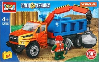 Конструктор Город мастеров Спецтехника 5106-KK УРАЛ Некст бортовой с краном