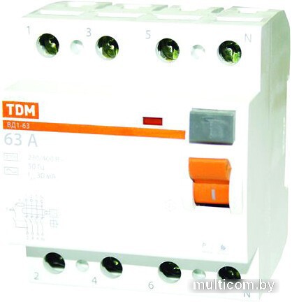 Устройство защитного отключения TDM Electric ВД1-63 4Р 25А 30мА SQ0203-0032