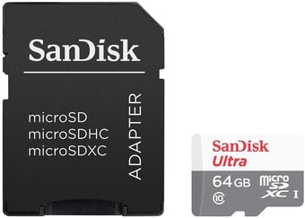 Карта памяти SanDisk Ultra SDSQUNR-064G-GN3MA microSDXC 64GB (с адаптером)